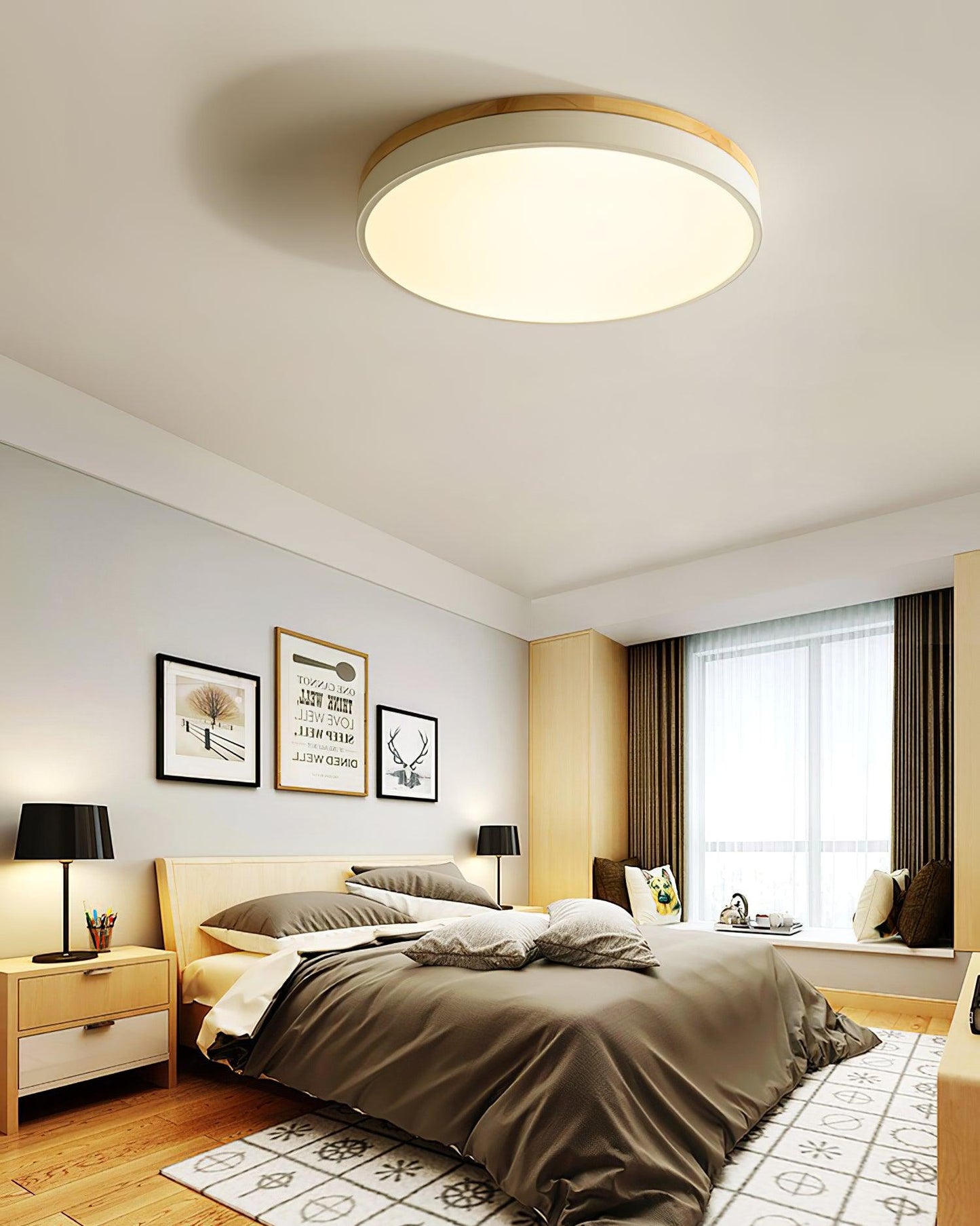 White Round Wooden Ceiling light Ceiling Lamp