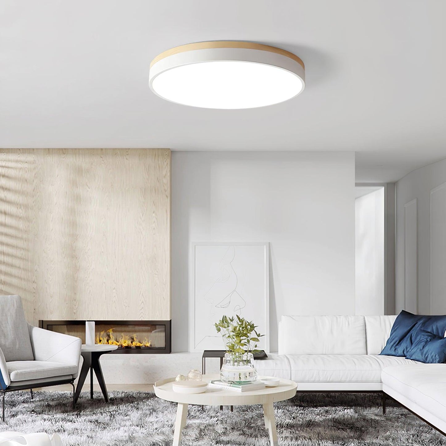 White Round Wooden Ceiling light Ceiling Lamp