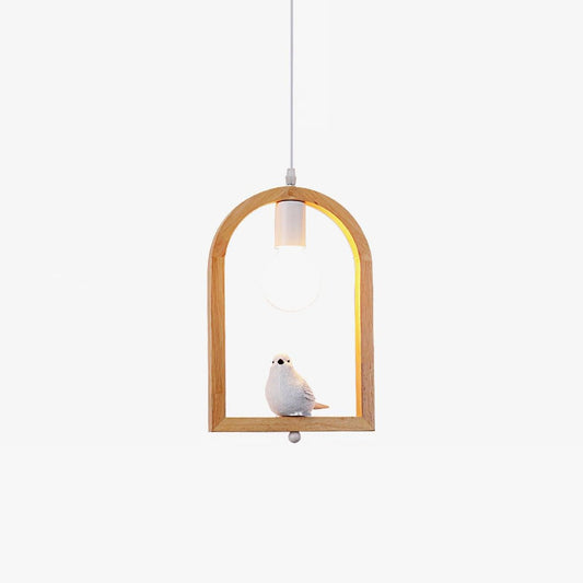 Wood Bird Resin Houselight Pendant Light