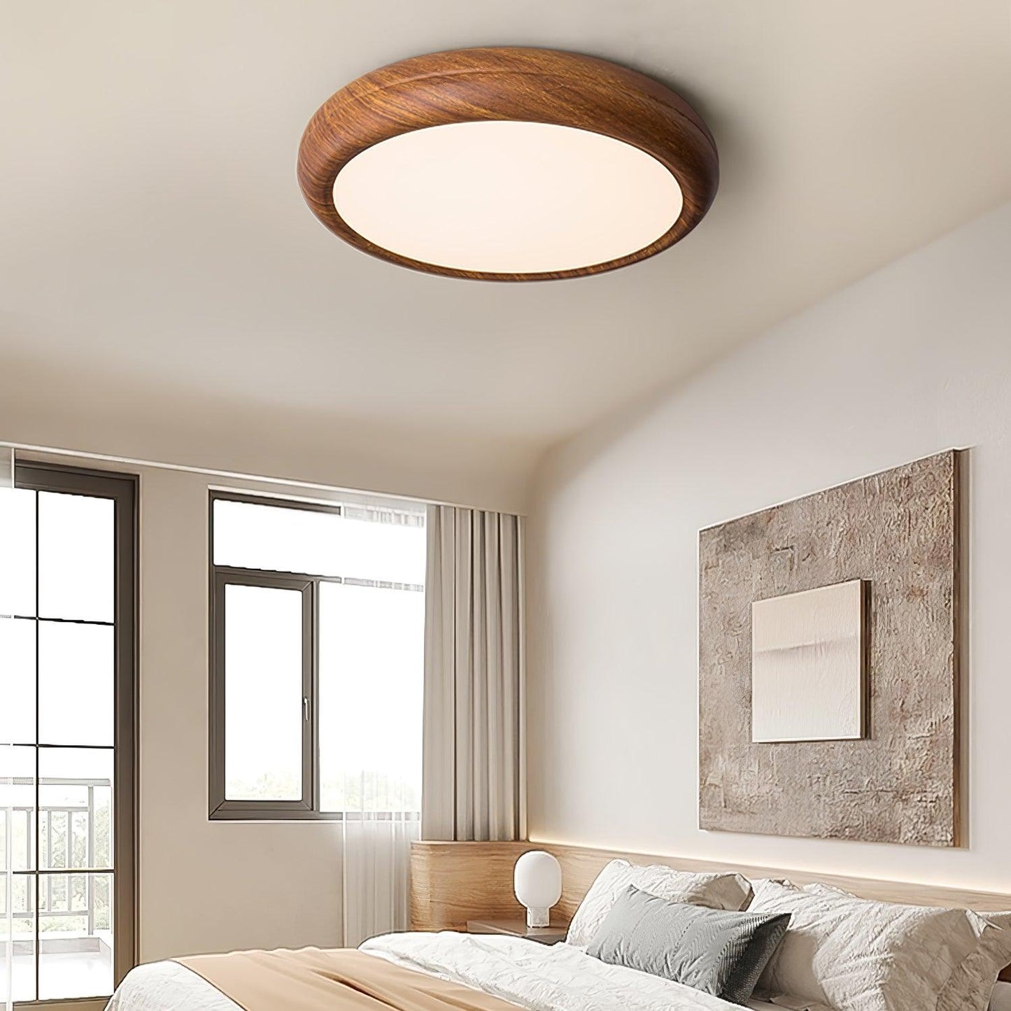 Wood Grain Round Overhead light Ceiling Lamp