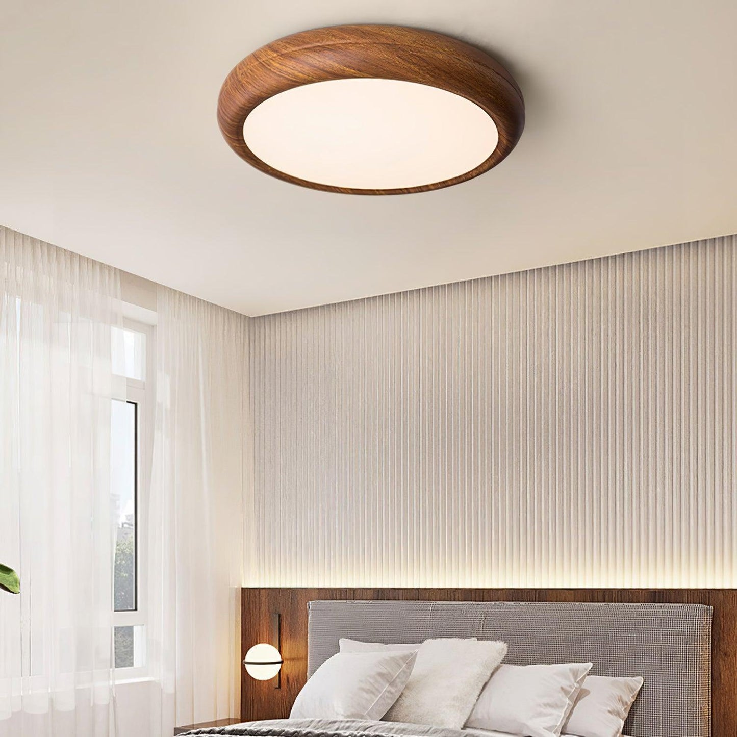 Wood Grain Round Overhead light Ceiling Lamp