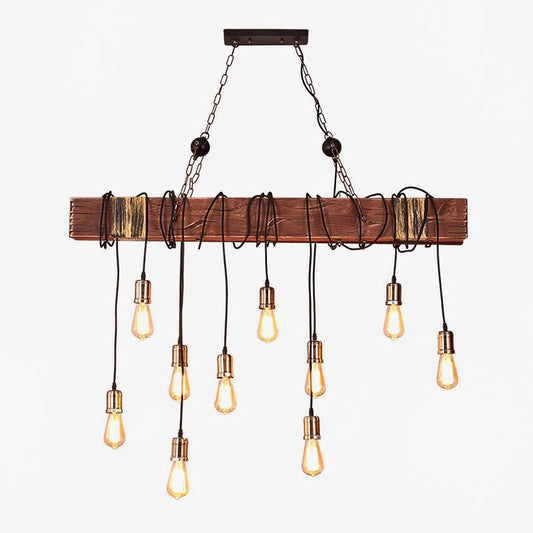 Wood Hanging Multi Gasolier Chandelier