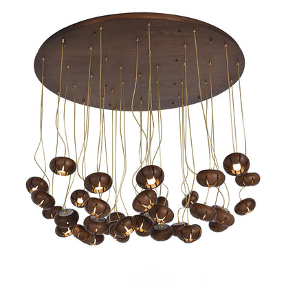 Wood Pumpkin Cluster Ceiling fixture Chandelier