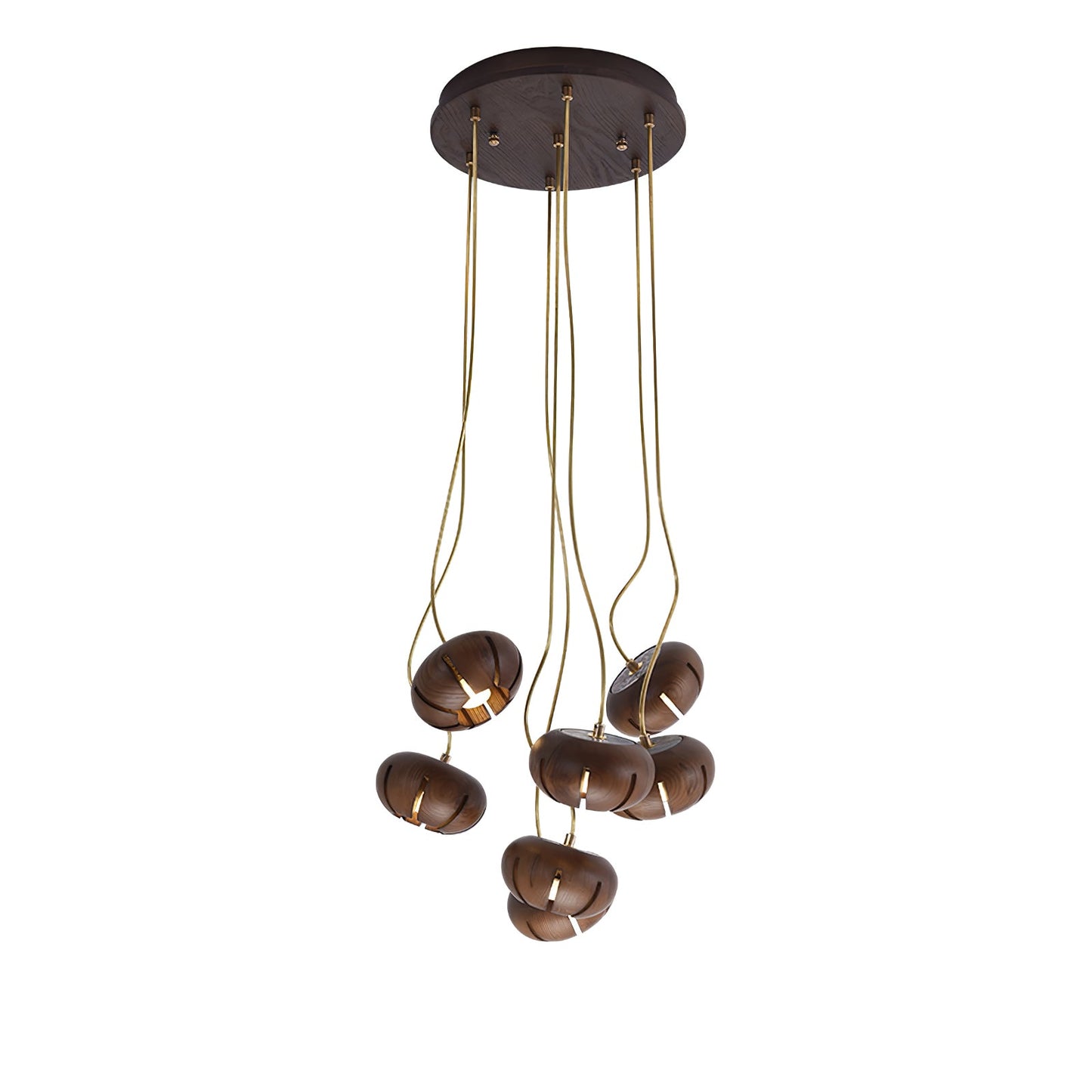 Wood Pumpkin Cluster Ceiling fixture Chandelier