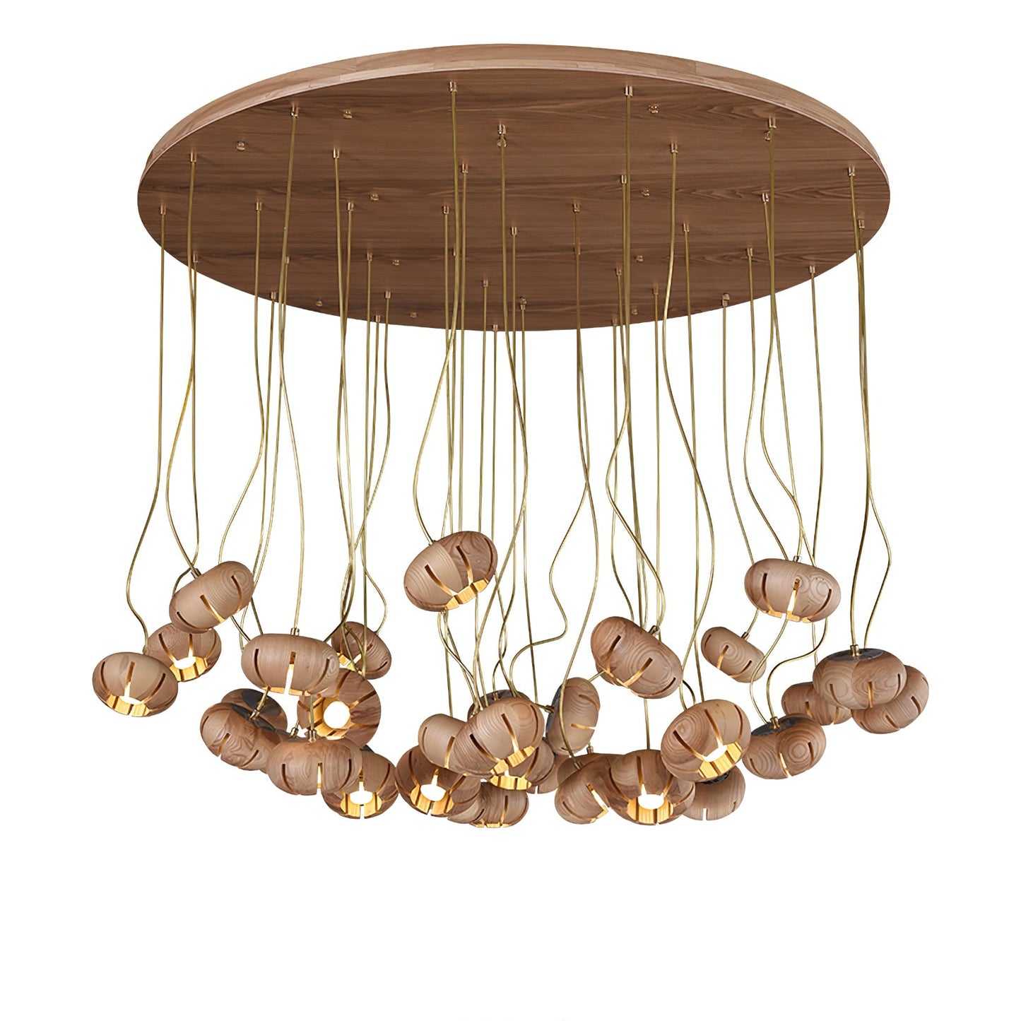 Wood Pumpkin Cluster Ceiling fixture Chandelier