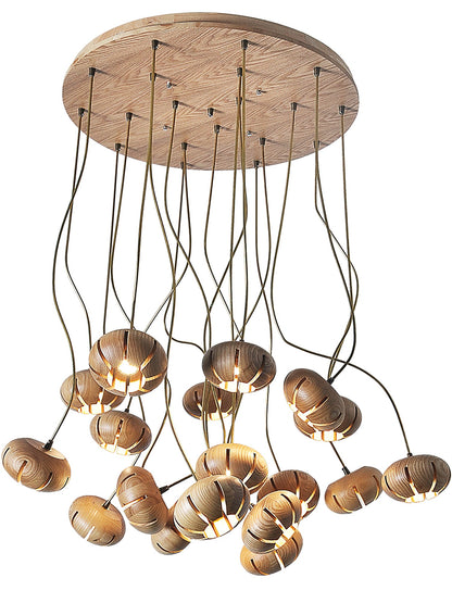 Wood Pumpkin Cluster Ceiling fixture Chandelier