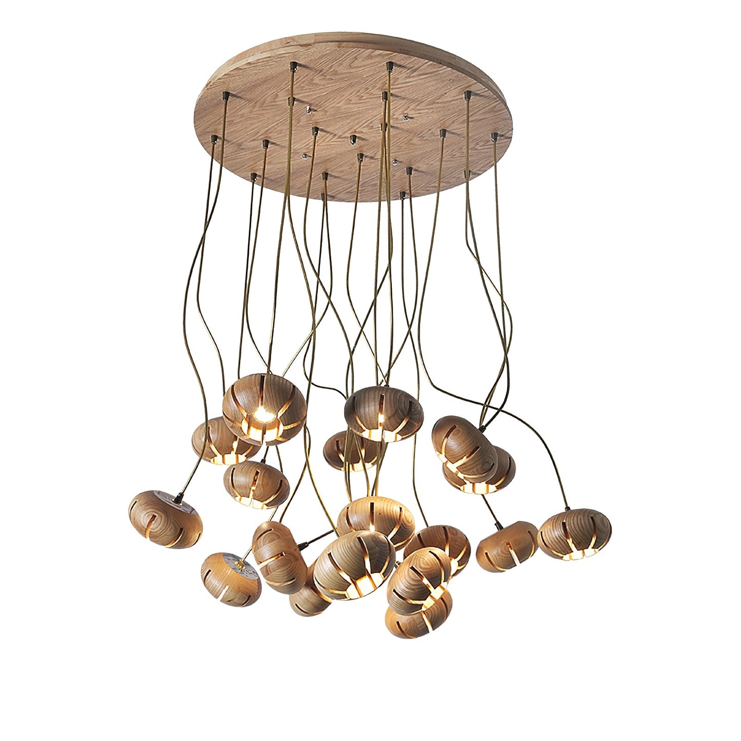 Wood Pumpkin Cluster Ceiling fixture Chandelier