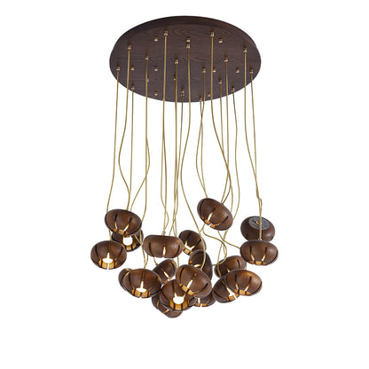 Wood Pumpkin Cluster Ceiling fixture Chandelier