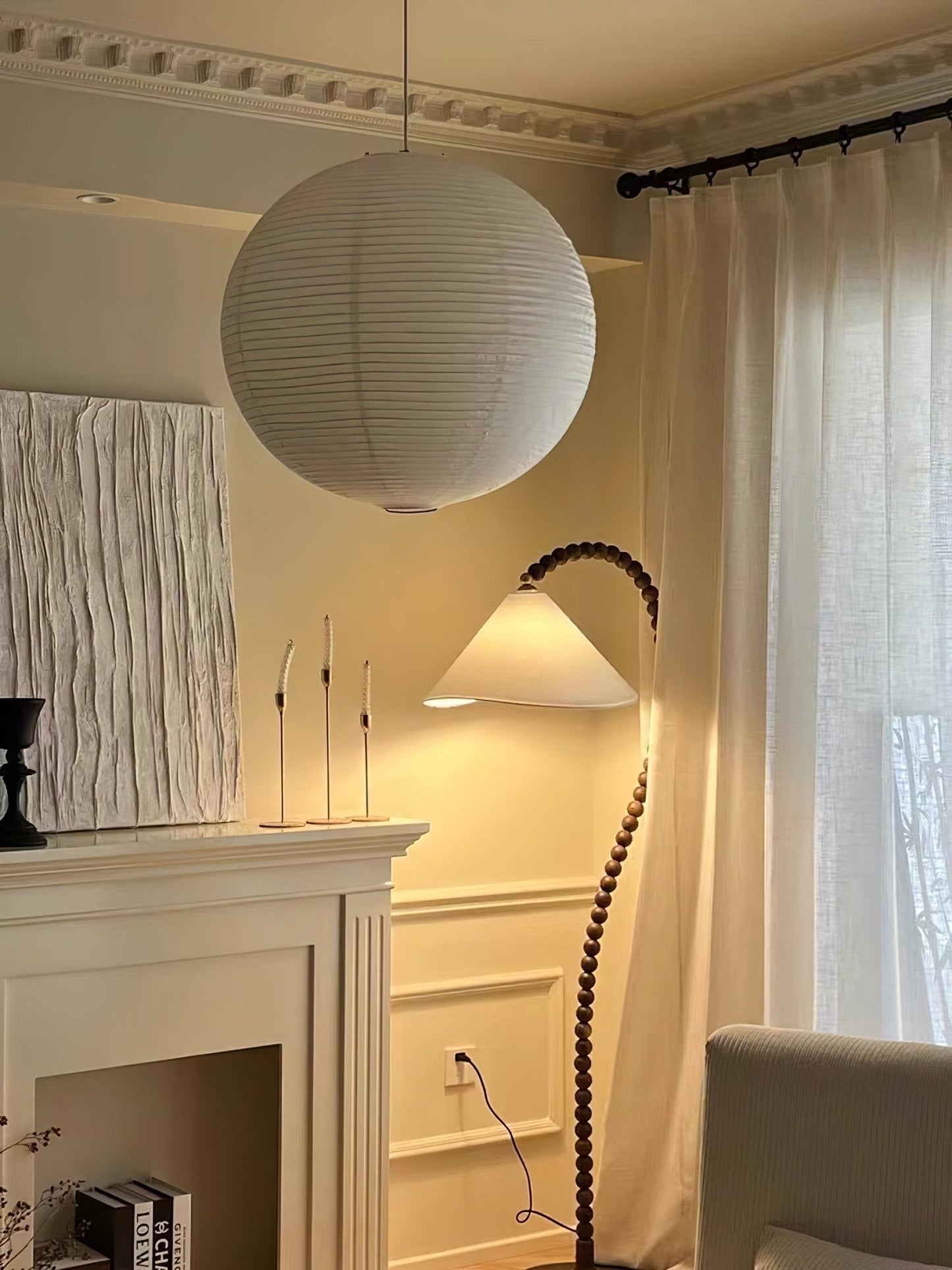 Wooden Bead Tall Lamp Floor Lamp