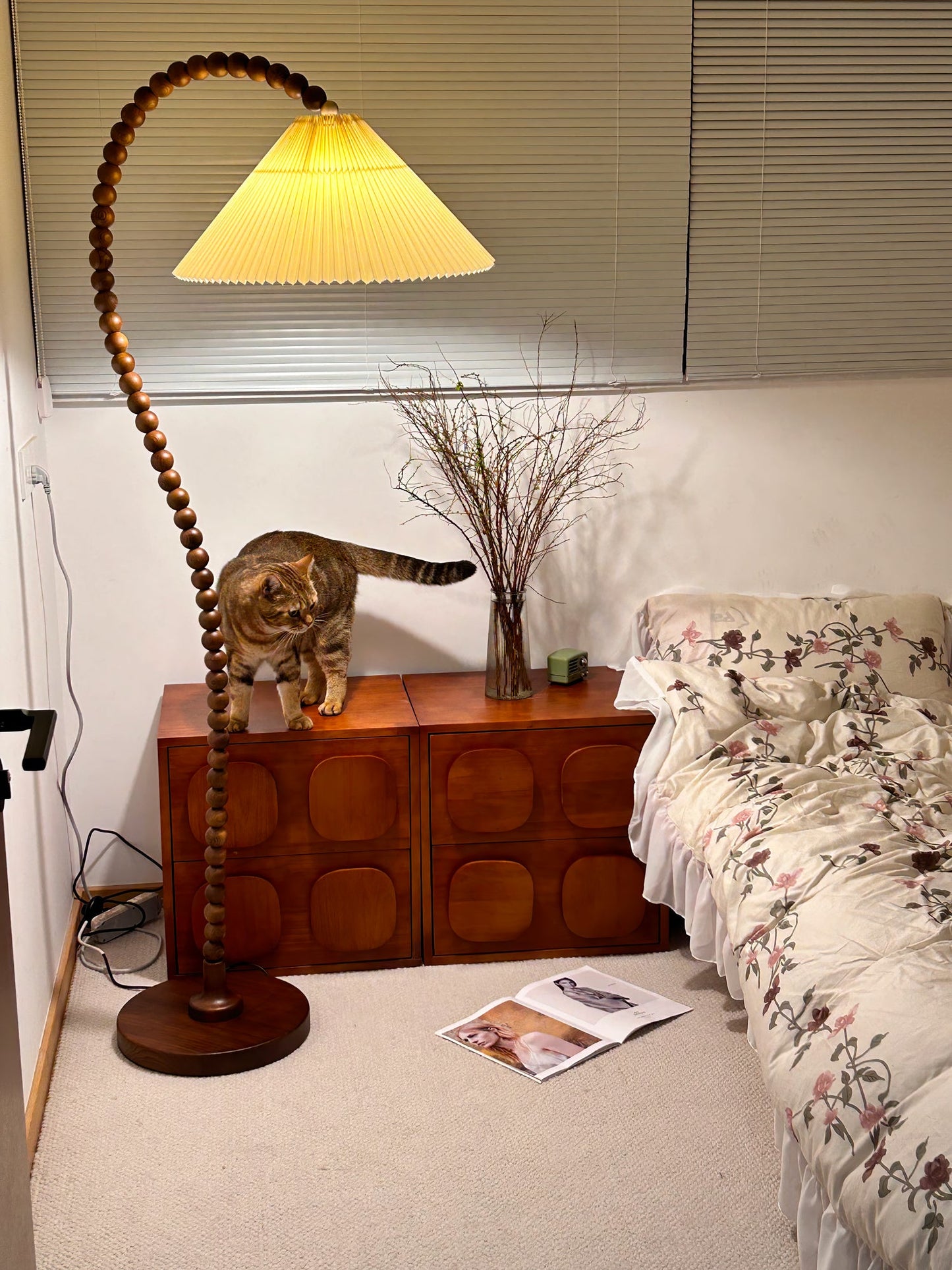 Wooden Bead Tall Lamp Floor Lamp