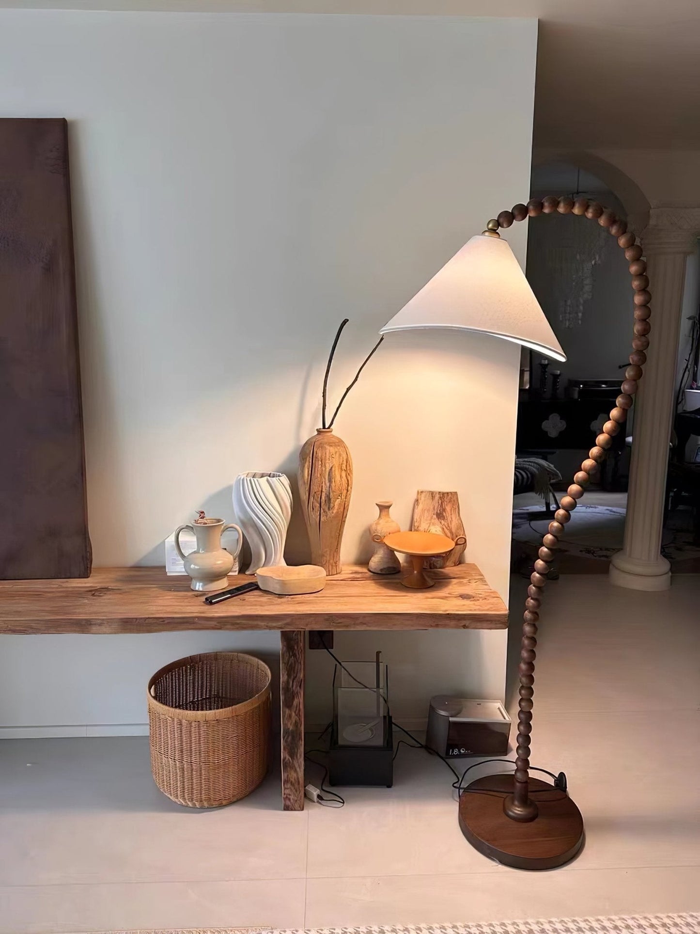 Wooden Bead Tall Lamp Floor Lamp