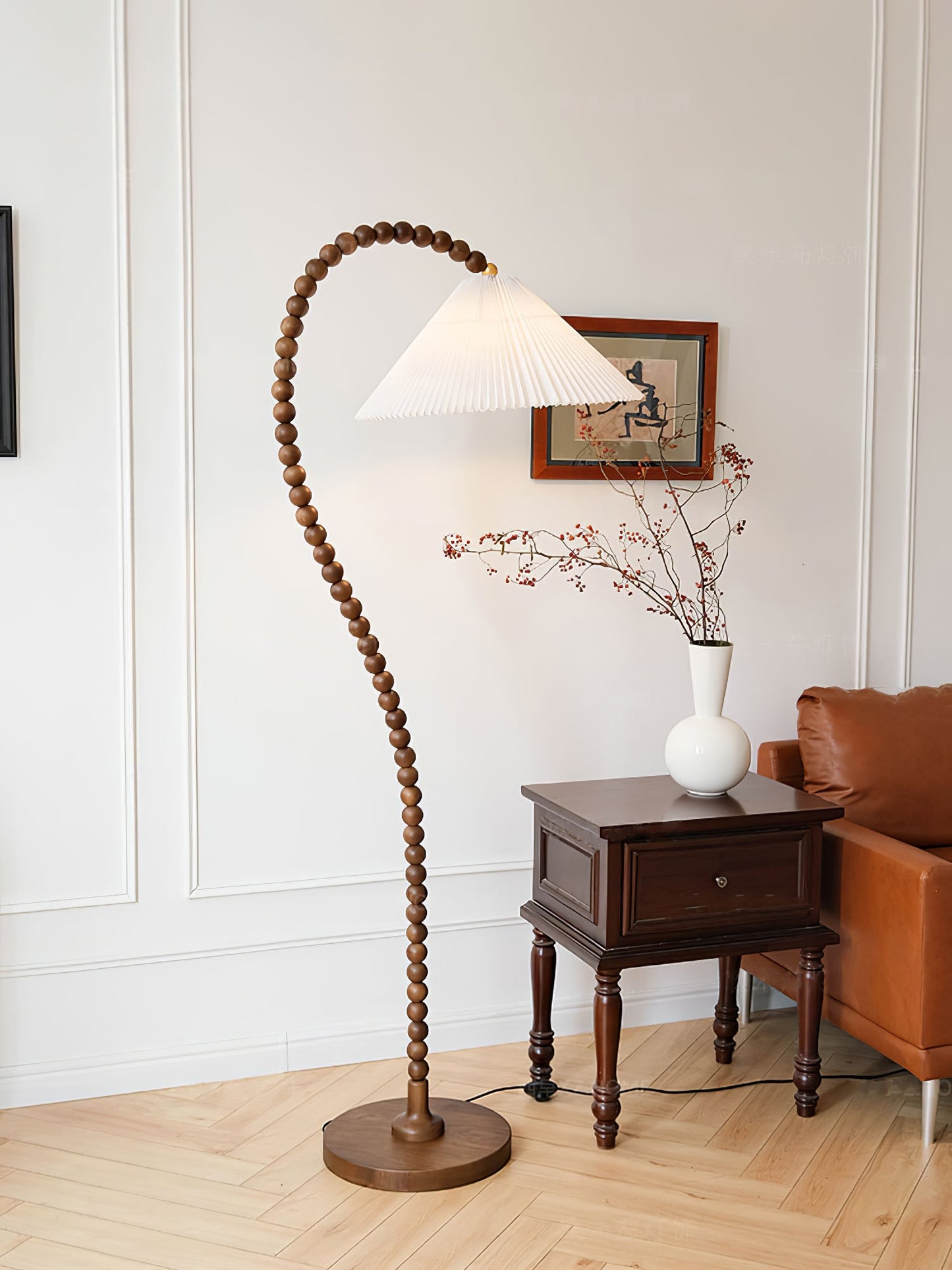 Wooden Bead Tall Lamp Floor Lamp