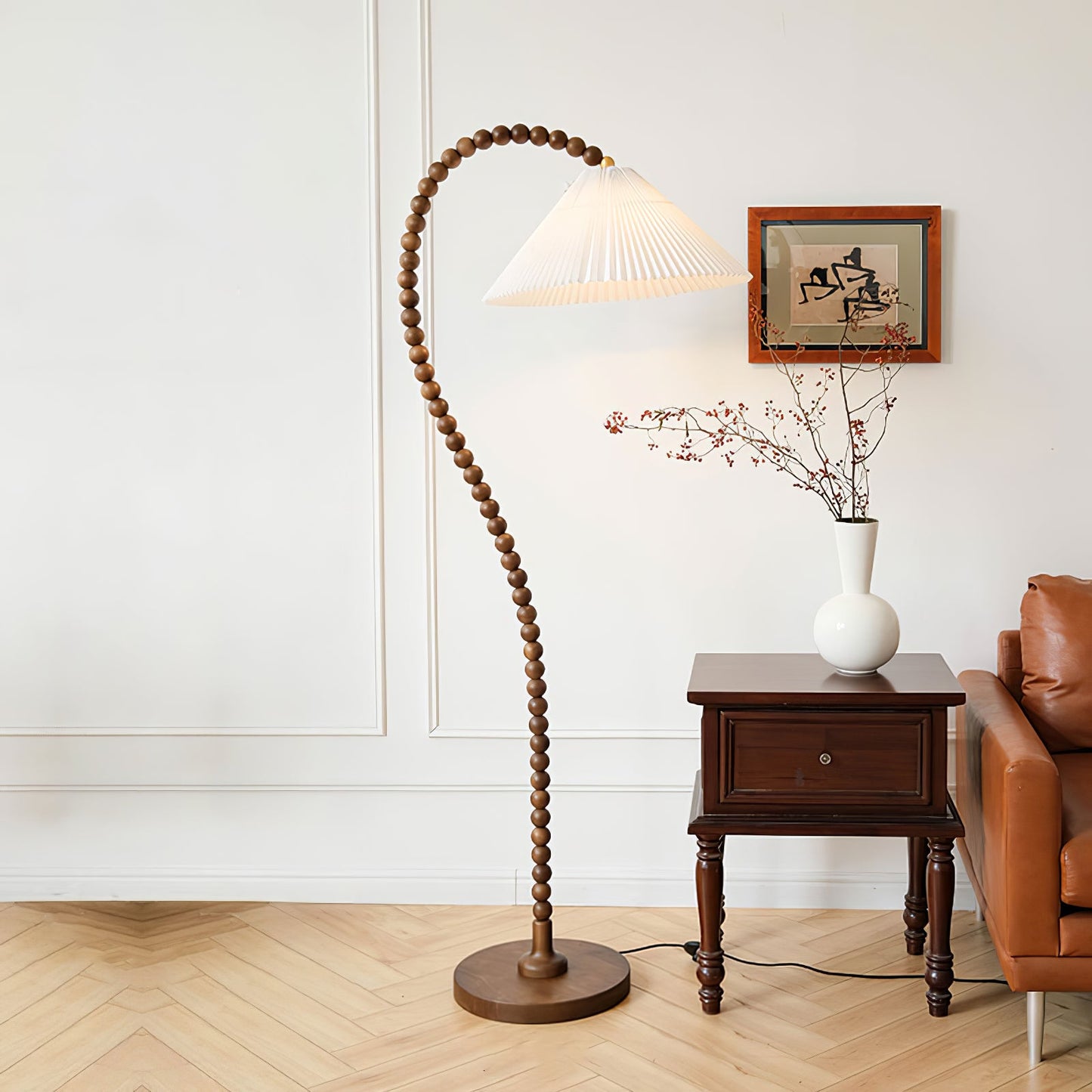 Wooden Bead Tall Lamp Floor Lamp