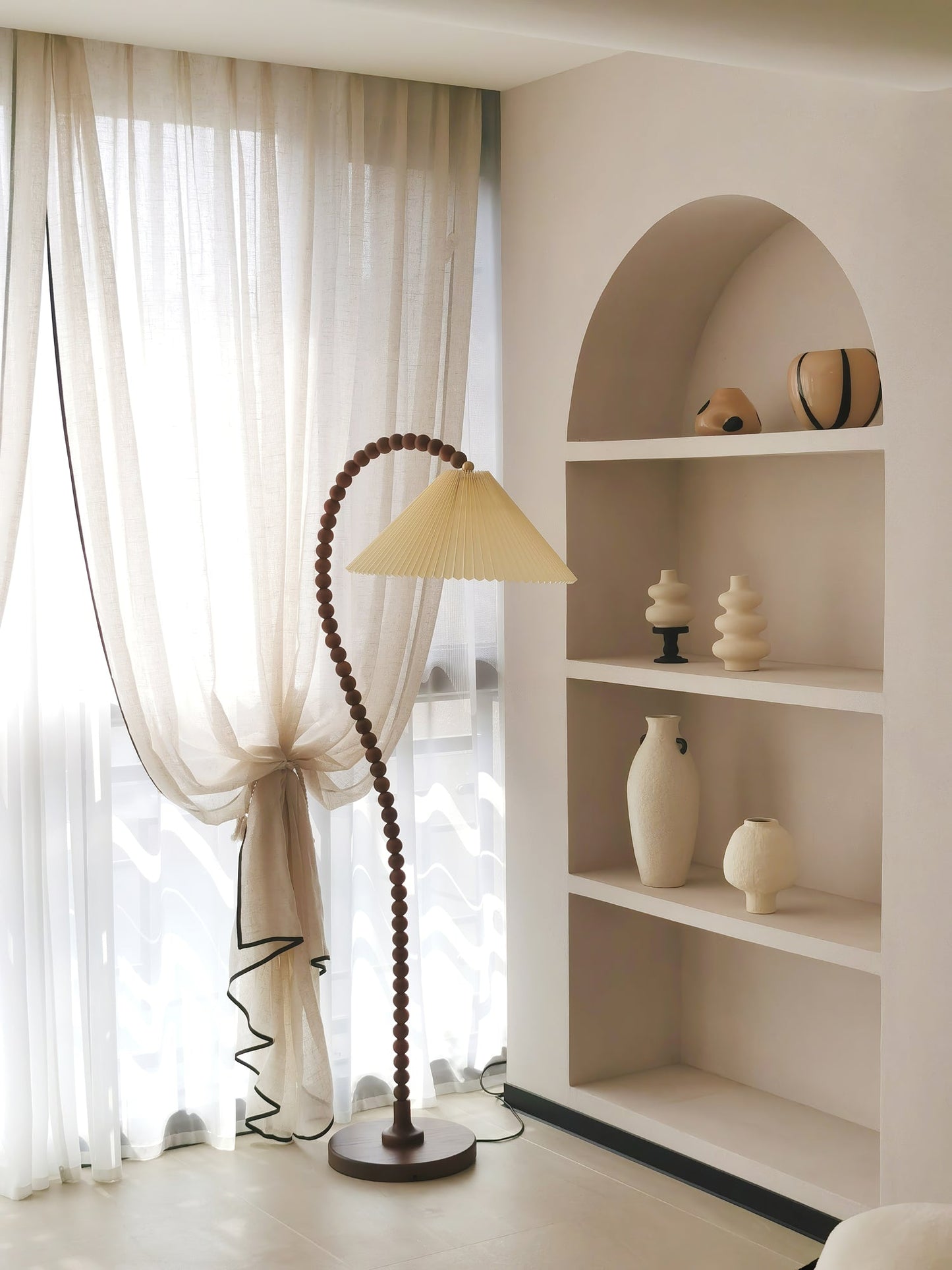 Wooden Bead Tall Lamp Floor Lamp