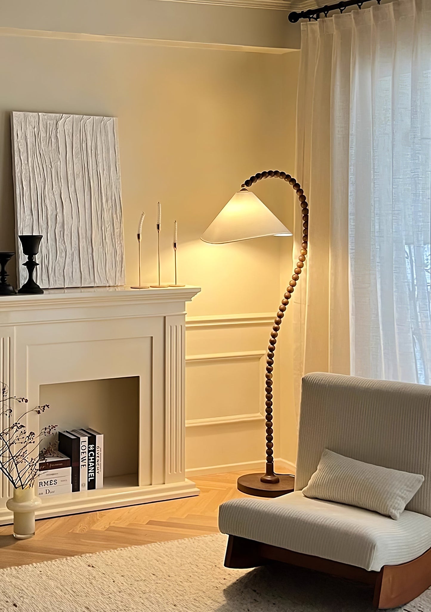 Wooden Bead Tall Lamp Floor Lamp