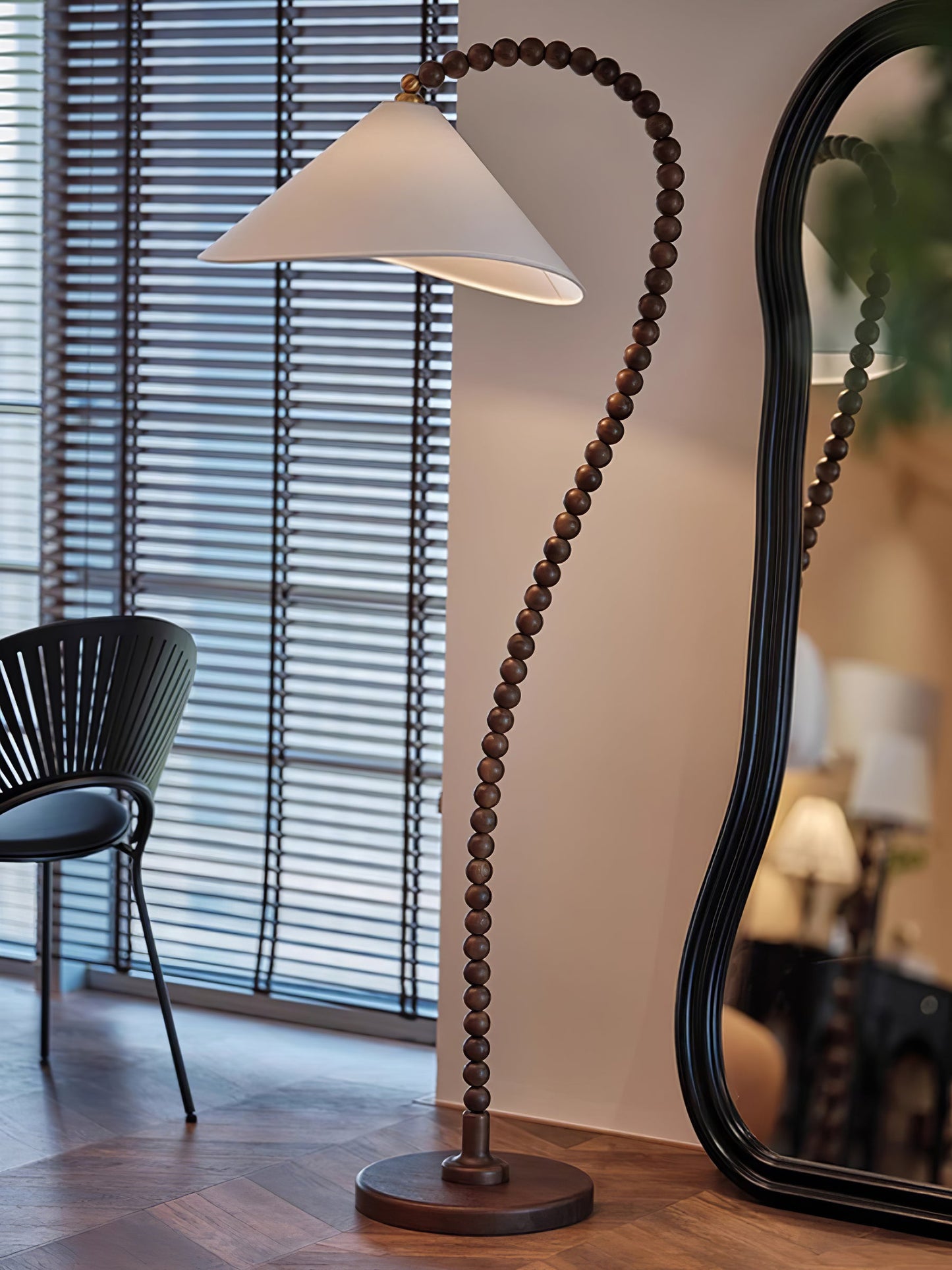 Wooden Bead Tall Lamp Floor Lamp