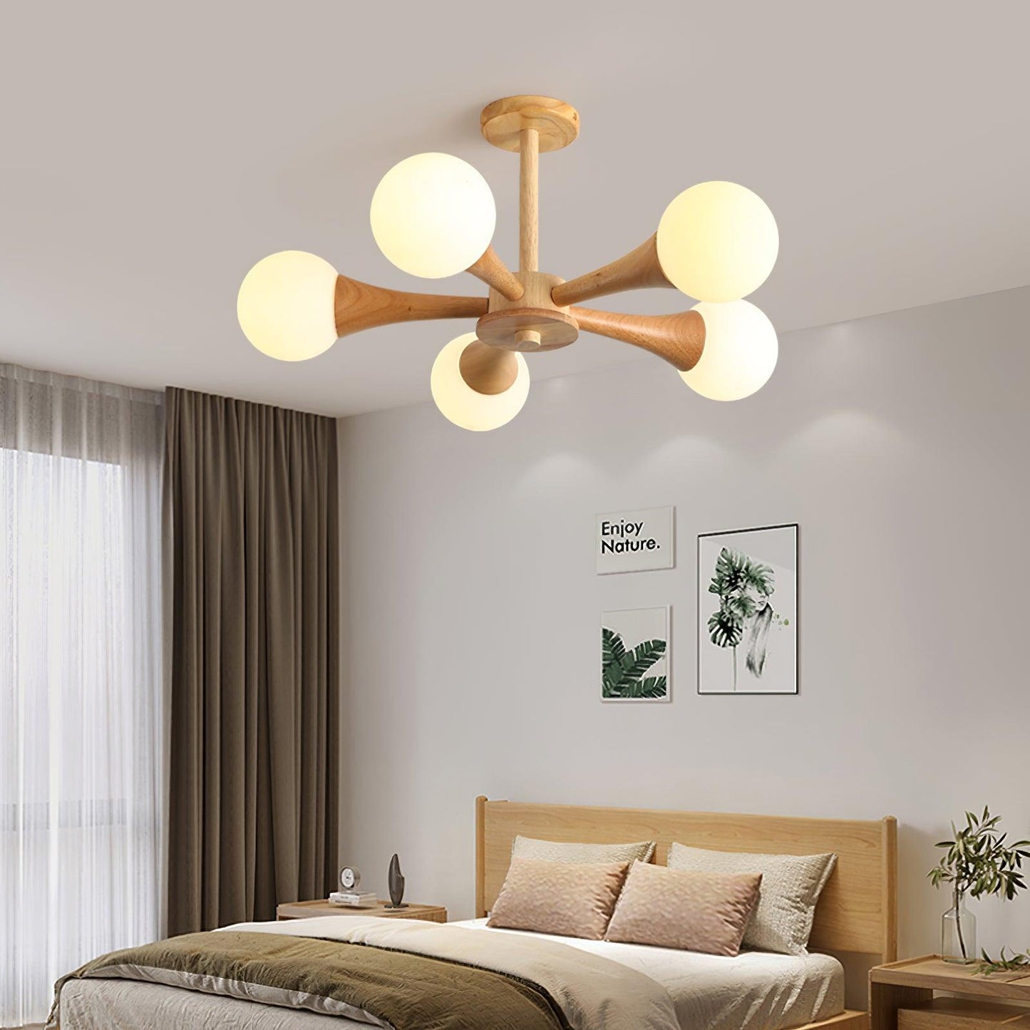 Wooden Nera Gasolier Chandelier