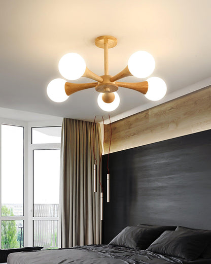 Wooden Nera Gasolier Chandelier