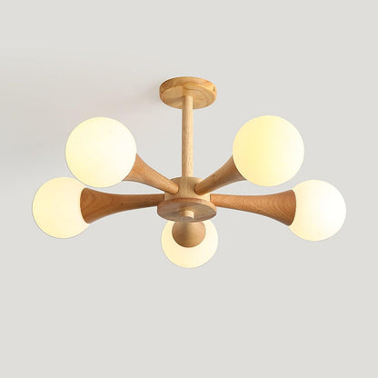 Wooden Nera Gasolier Chandelier