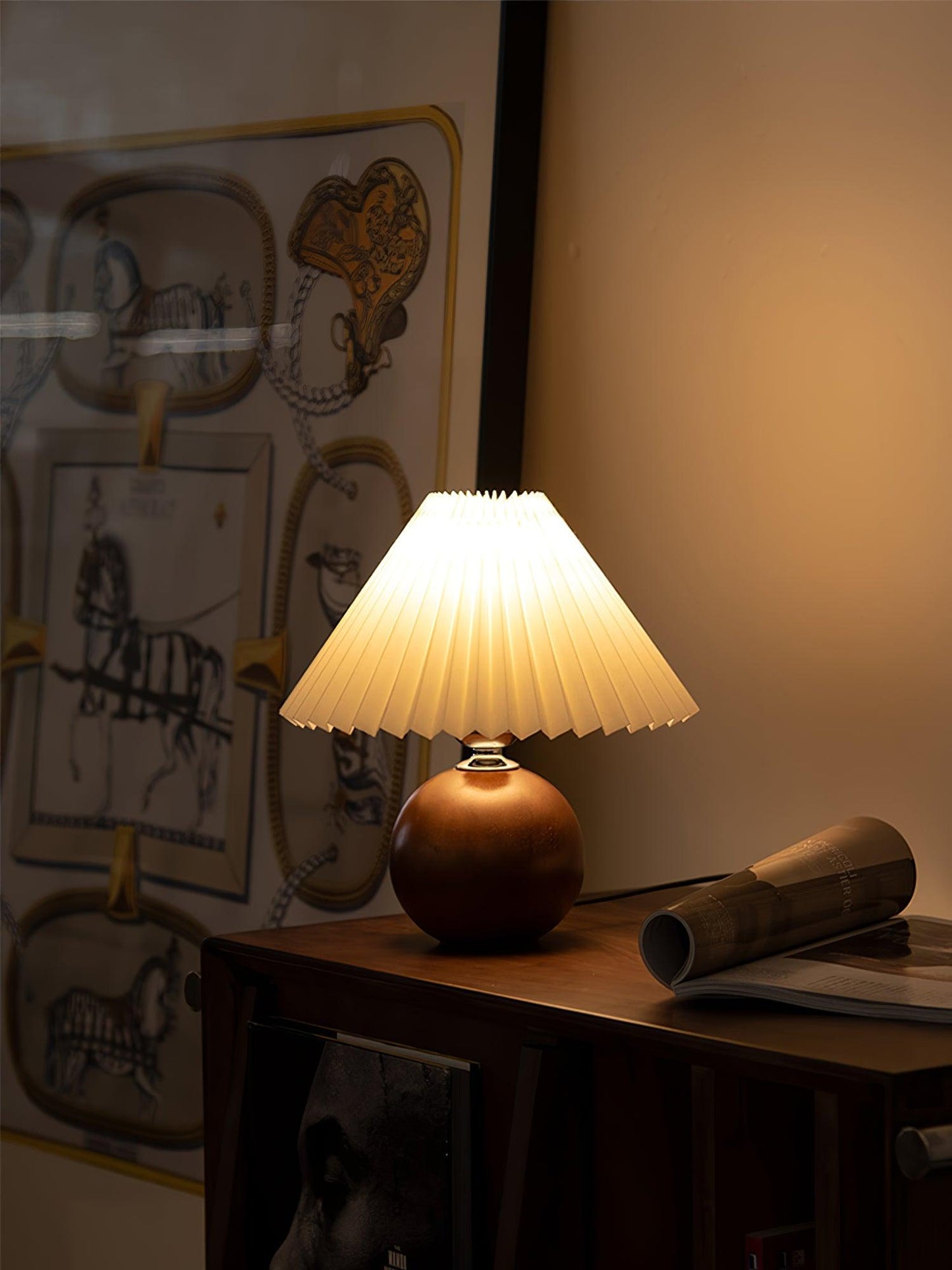 Wooden Pleated Bedside lamp Table Lamp