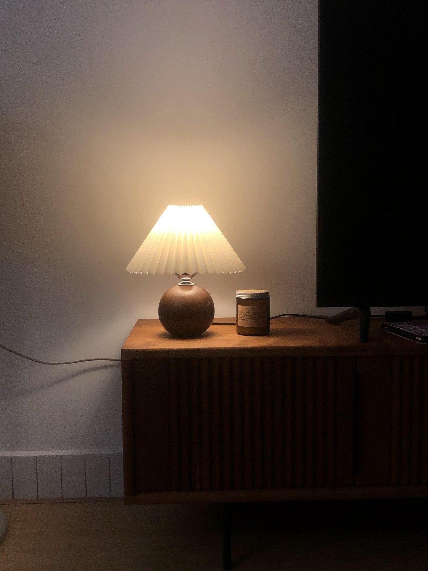 Wooden Pleated Bedside lamp Table Lamp