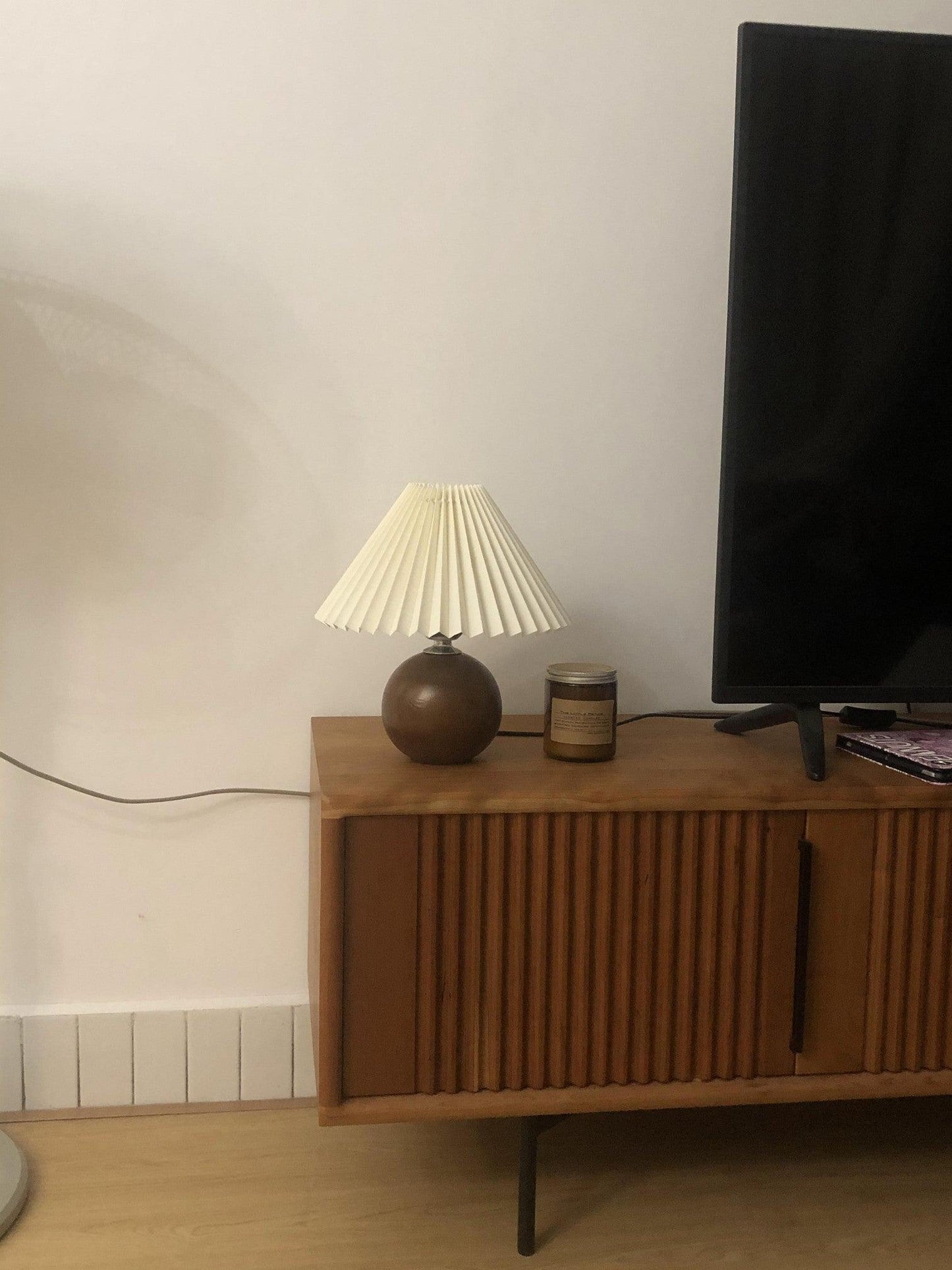 Wooden Pleated Bedside lamp Table Lamp