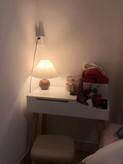 Wooden Pleated Bedside lamp Table Lamp