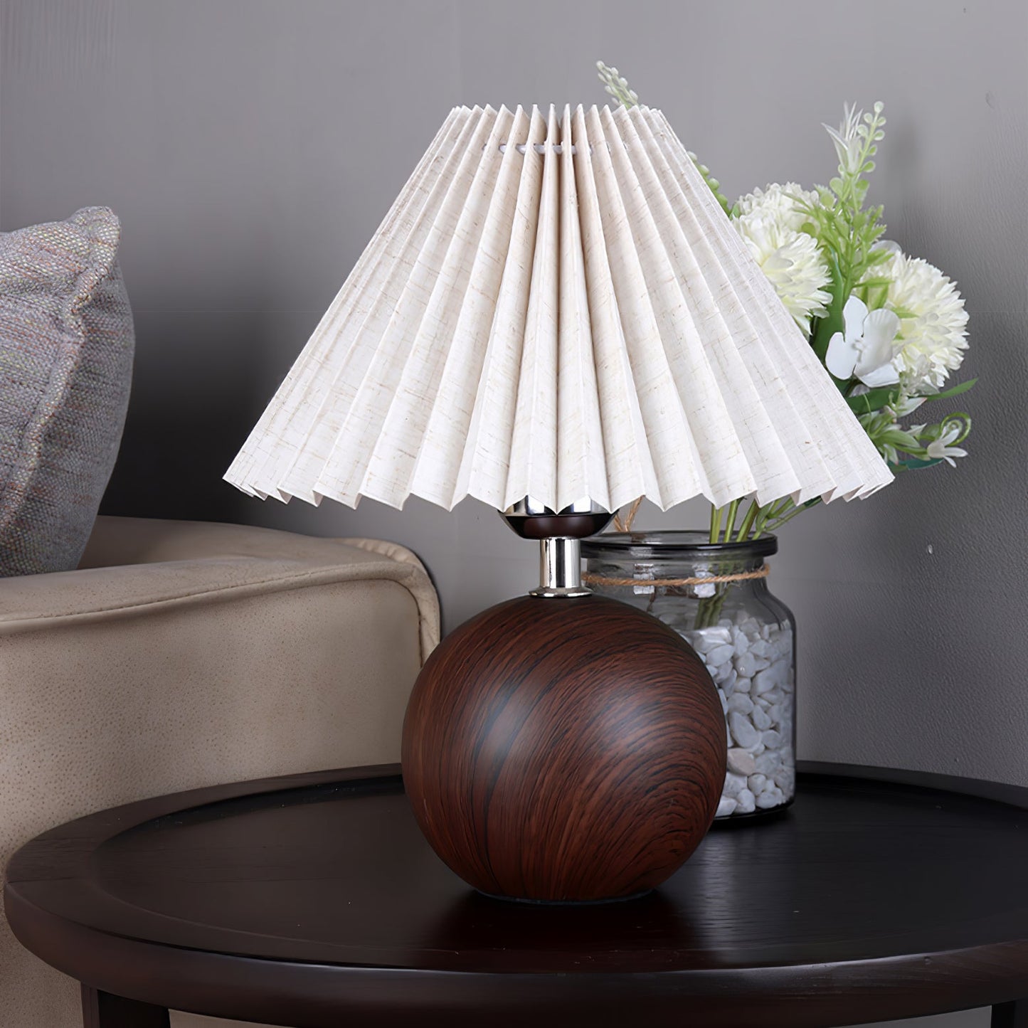 Wooden Pleated Bedside lamp Table Lamp