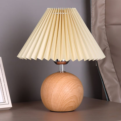 Wooden Pleated Bedside lamp Table Lamp