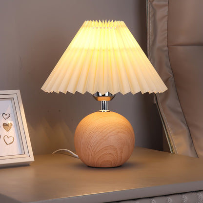 Wooden Pleated Bedside lamp Table Lamp