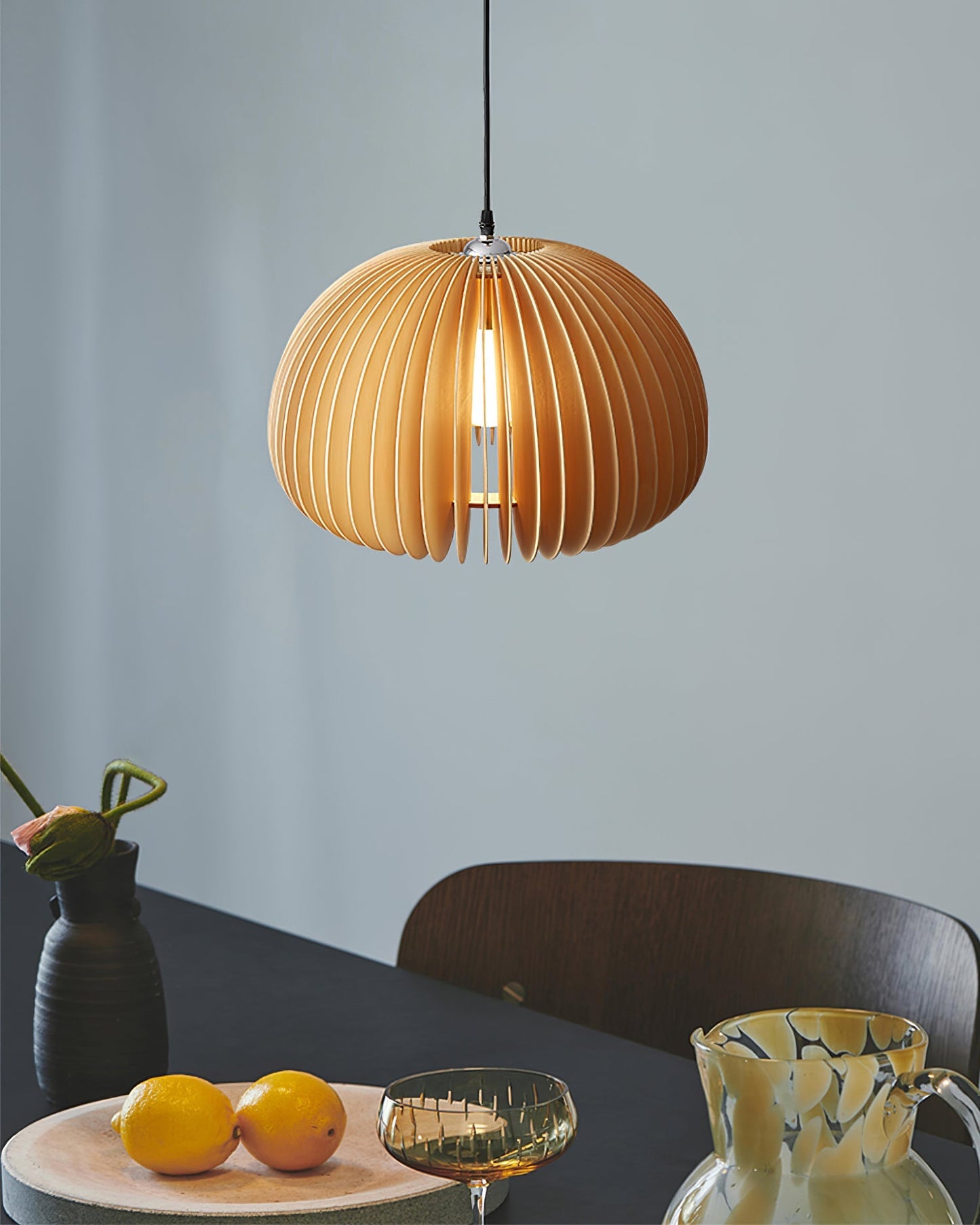 Wooden Pumpkin Ceiling light fitting Pendant Lamp