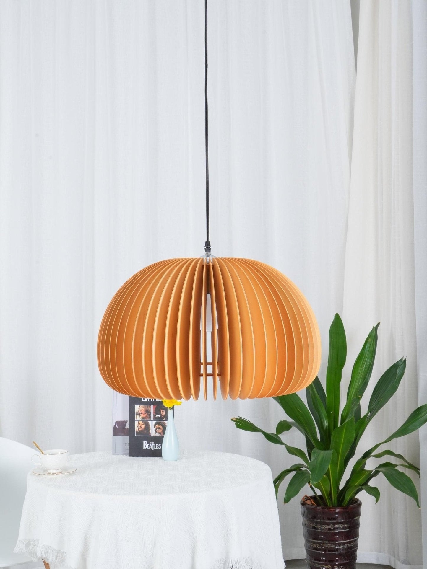 Wooden Pumpkin Ceiling light fitting Pendant Lamp