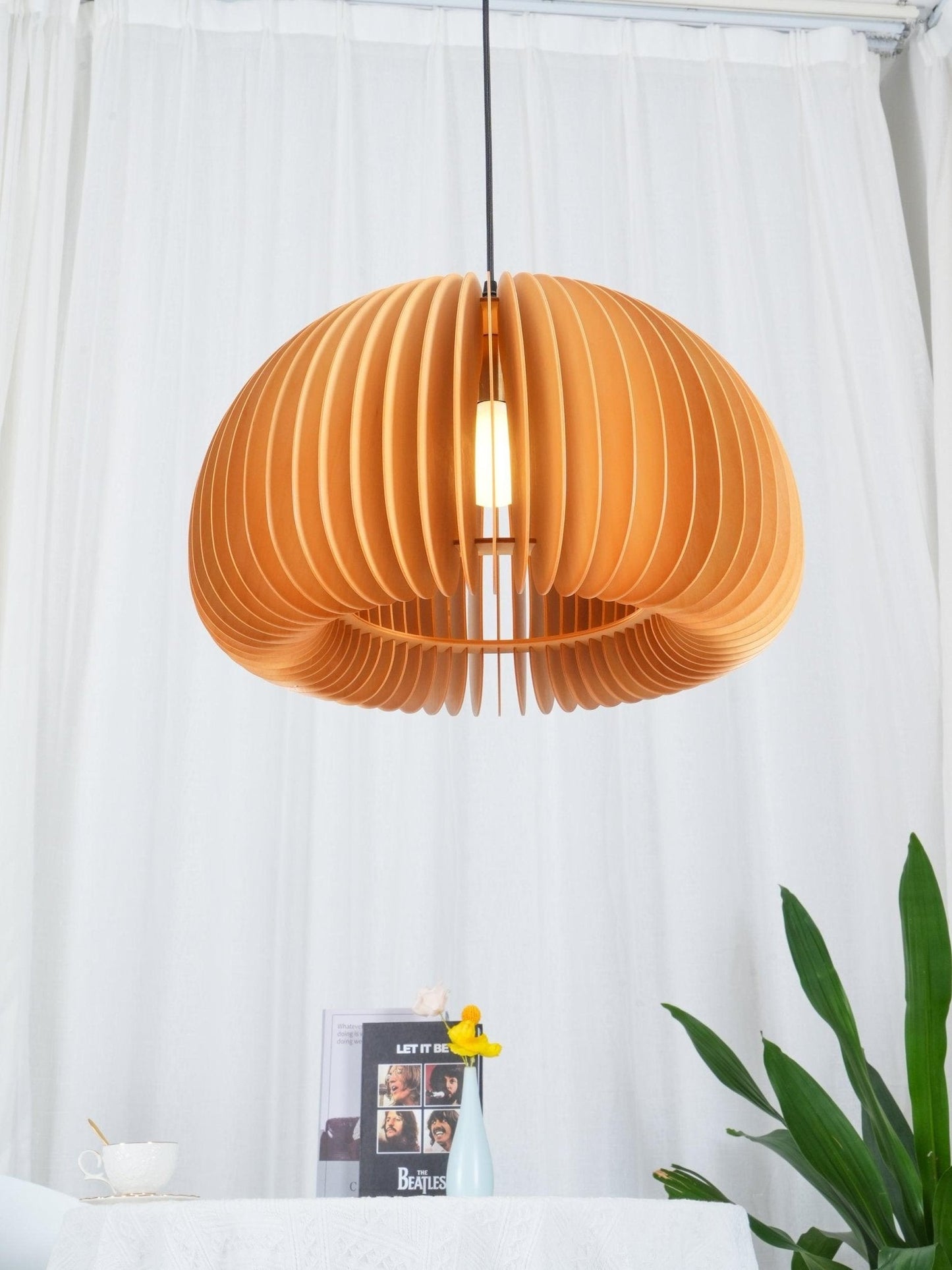 Wooden Pumpkin Ceiling light fitting Pendant Lamp