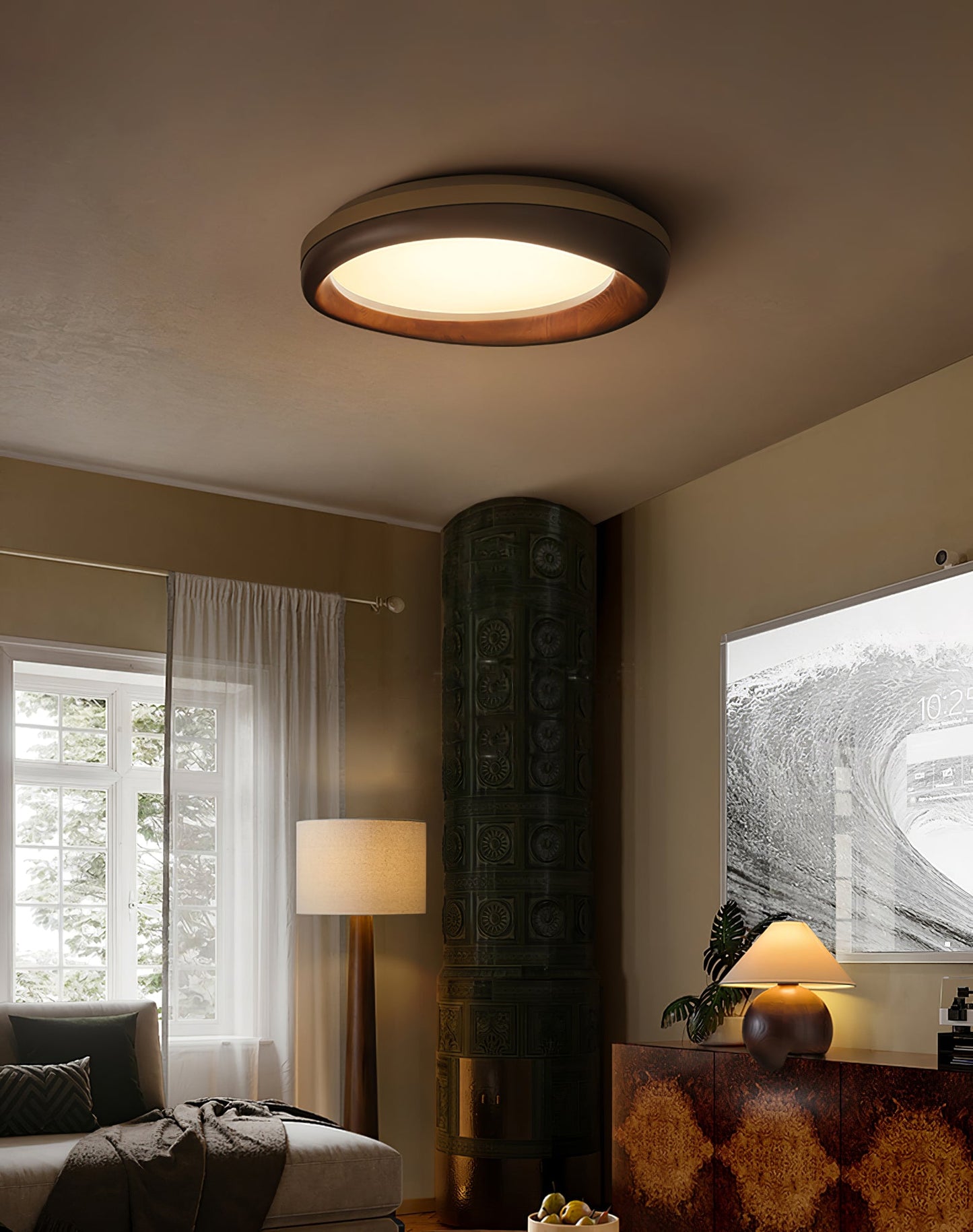 Zenova Wood Flush mount light Ceiling Light