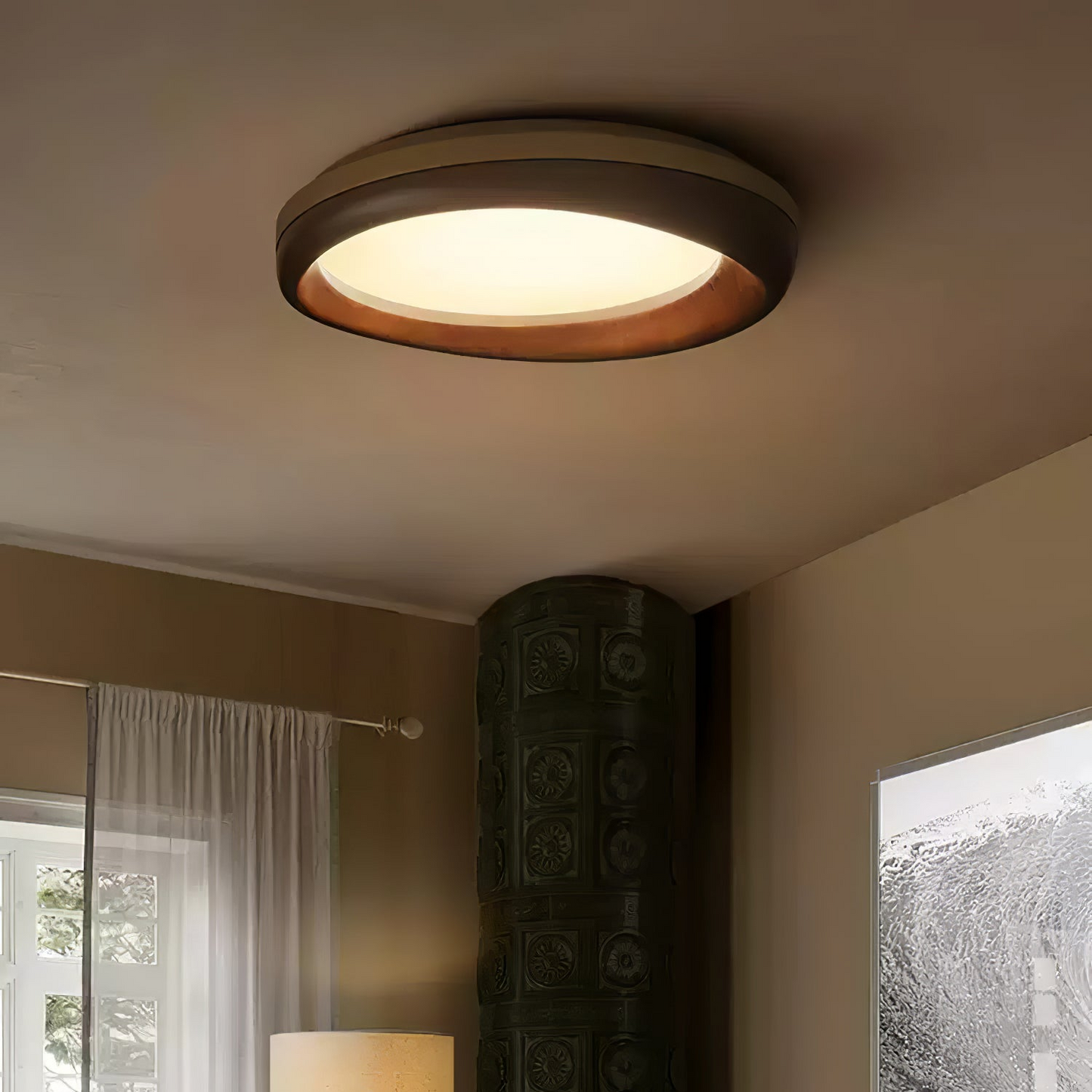 Zenova Wood Flush mount light Ceiling Light