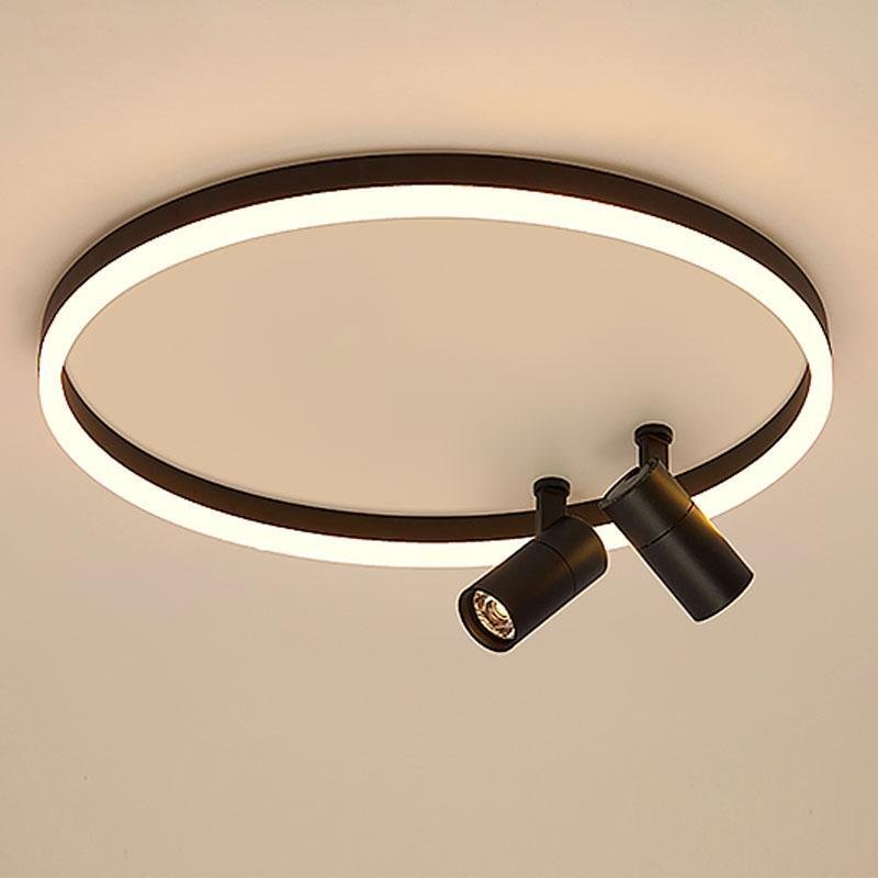 16'' Round Dimmable Adjustable Flush Mount Light with 2 Spotlights Track Lights