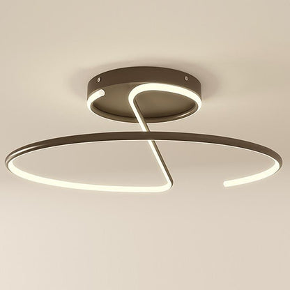 16 inch Sleek Wire-inspired Circular Modern LED Semi Flush Mount Ceiling Light