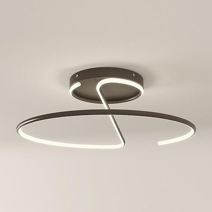 16 inch Sleek Wire-inspired Circular Modern LED Semi Flush Mount Ceiling Light