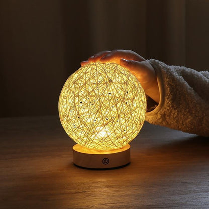 6 inch LED Natural Ratten Wicker Shade Table Lamp