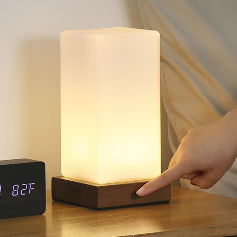 Cube Wooden Battery Operated LED Accent Kids Lamp