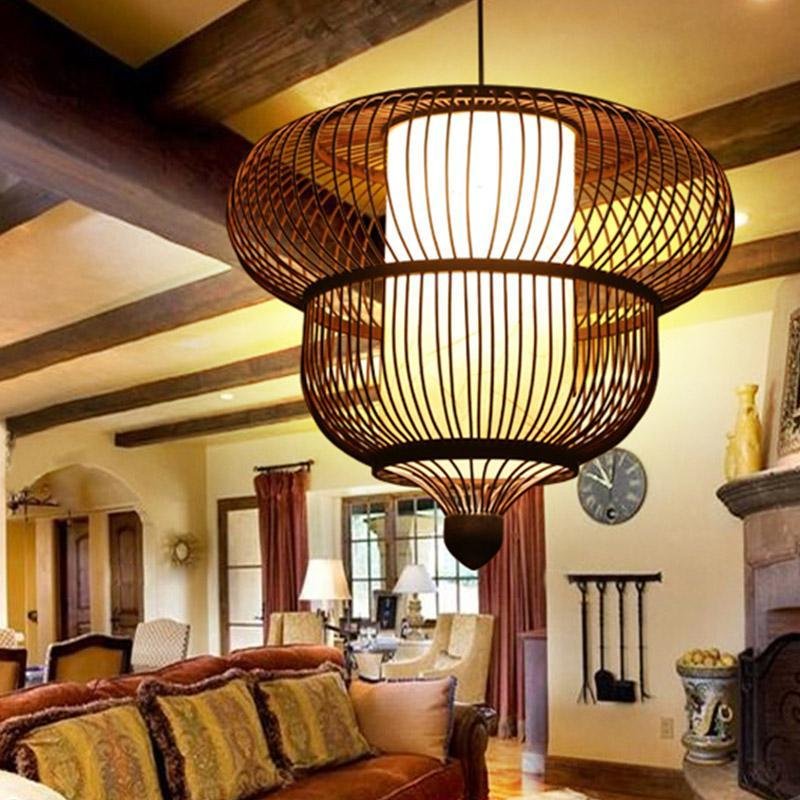 2-Tiers Bubble Dark Brown Moroccan Pendant Light with a Large Central Light