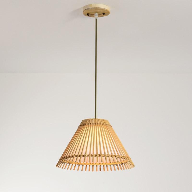 Decorative Long Pendant Light Bar Pendant Light With a Brisk Bamboo Shade