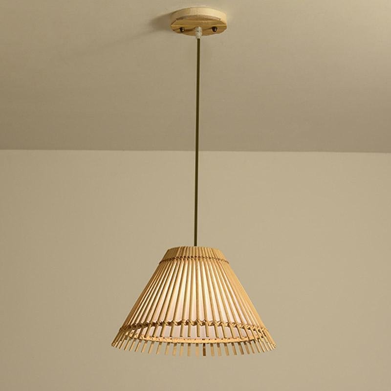 Decorative Long Pendant Light Bar Pendant Light With a Brisk Bamboo Shade