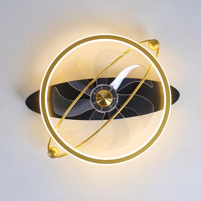 Gold Flush Mount Industrial Ceiling Fans with Remote and LED Lights