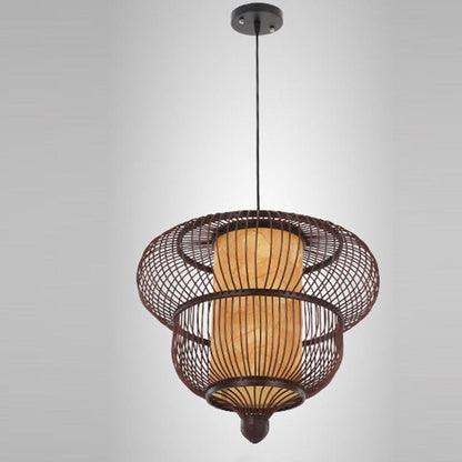 2-Tiers Bubble Dark Brown Moroccan Pendant Light with a Large Central Light