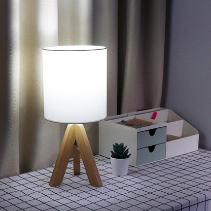 15 inch Wood Modern Tripod Table Lamp