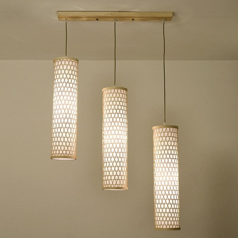 30'' Thin Cluster Cylinder Farmhouse Pendant Light Bamboo Pendant Lights