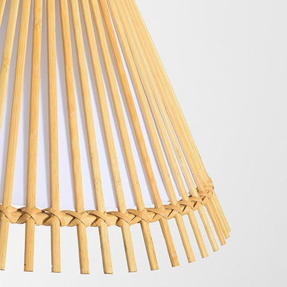 Decorative Long Pendant Light Bar Pendant Light With a Brisk Bamboo Shade