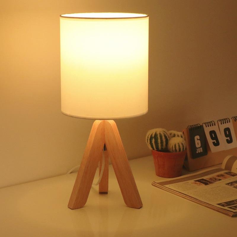 15 inch Wood Modern Tripod Table Lamp