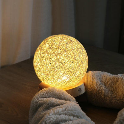 6 inch LED Natural Ratten Wicker Shade Table Lamp